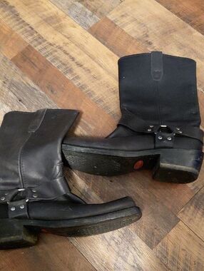 Black Leather Harness Boots